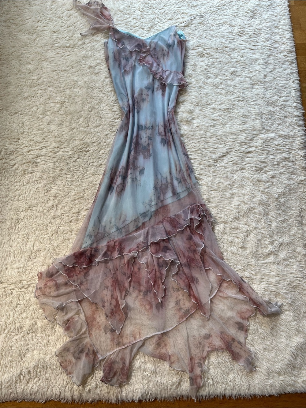 VTg Fairy Core Whimsical Dress Size S Water Color Maxi SPAIN rare 🍒 Floral - Picture 1 of 15